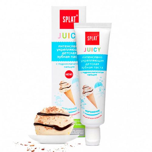 Bolalar uchun mustahkamlovchi tish pastasi Splat Juicy Ice Gidroksiapatitli muzqaymoq, 35 ml