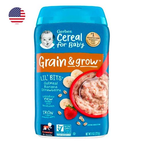 Каша Gerber Cereal for Baby Grain & Grow овсяная Банан, клубника, 227 г