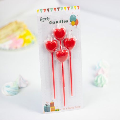 Набор свечей Party Candles Hearts PC76086B, 4 шт, Красный