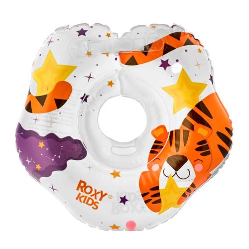 Круг для купания на шею Roxy-Kids Flipper Tiger star, 39х38 см, Белый