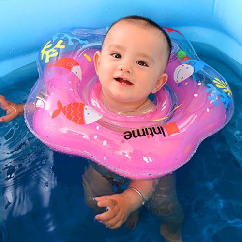 Круг для купания Intime надувной на шею для малышей, 44x44 см, Розовый