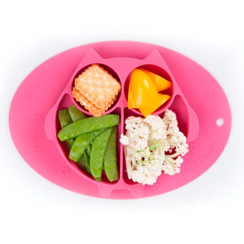 Baby Mealtime Set YOO1C ko‘p seksiyali silikon likopchasi, pushti, купить недорого