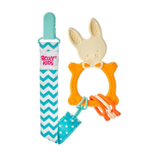 Tishlash uchun moslama Roxy-Kids Bunny Teether ushlagichda RBT-001MUSC, Olov rang