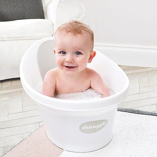 Детская ванночка для купания малыша Shnuggle с мягкой спинкой, фиксатором, клапаном, Синий, arzon