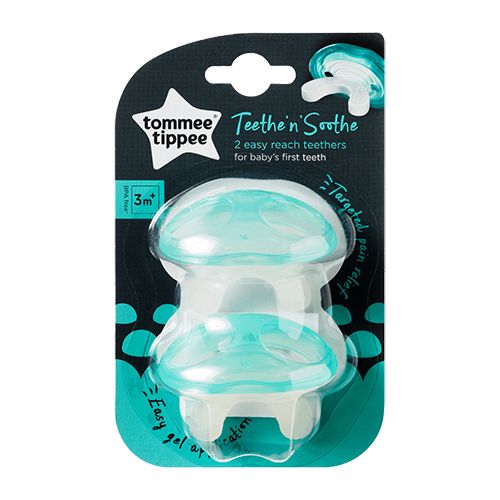 Прорезыватель Tommee Tippee Teethe'n'Soothe, 3+ мес 2 шт, Бирюзовый