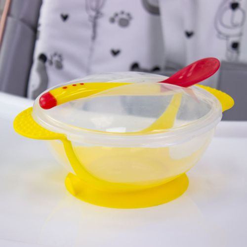 Набор посуды чашка на присоске и термоложка 11082D, Желтый