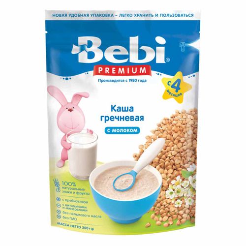 Каша BEBI Premium молочная гречневая, 200 гр с 4+ мес