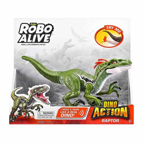 Интерактивная игрушка ZURU Robo Alive Dino Action Raptor Z7172, Зеленый