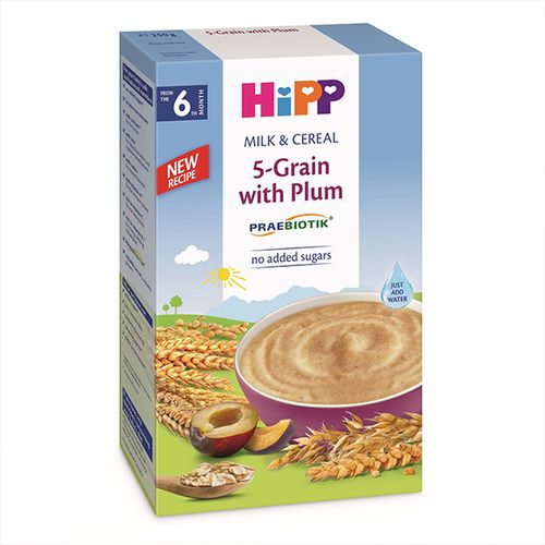 Каша Hipp Milk Pap 5 злаков со сливой, 250 гр 6+ мес