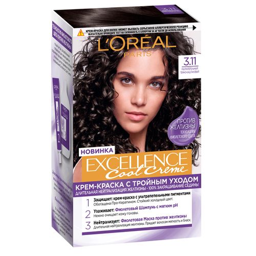 Bo'yoq L'oreal EXCELLENCE sochlar uchun №3.11 To'q-Kashtan