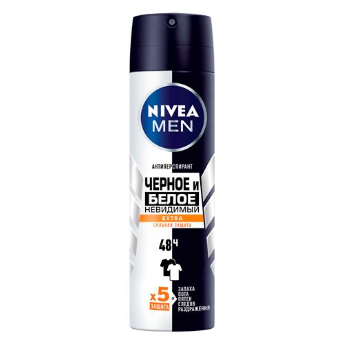 Antiperspirant qora va oq ko'rinmas Extra Nivea Men, 150 ml