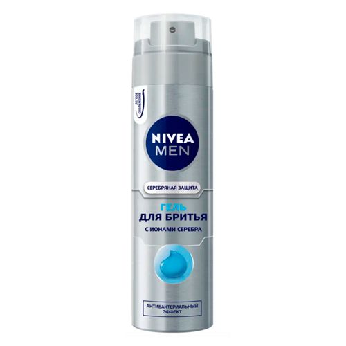 Гель для бритья Nivea Men серебряная защита с ионами серебра и антибактериальным эффектом, 200 мл
