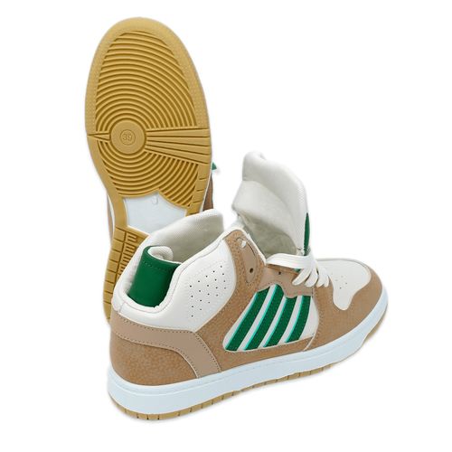 Krossovkalar Qianfenxiang stil Adidas Forum 84 High 1011, Bej-yashil, foto