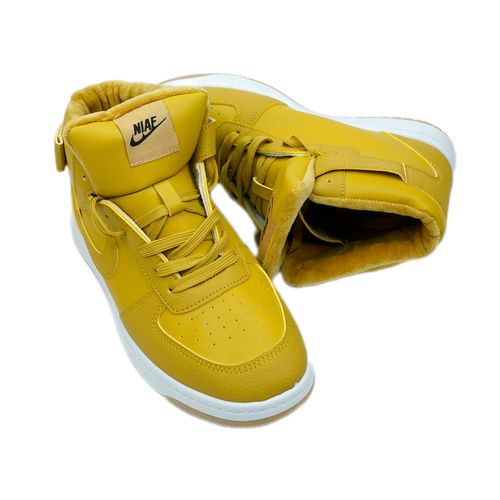 Кроссовки Qianfenxiang стиль Nike с мехом 1012, Желтый, фото