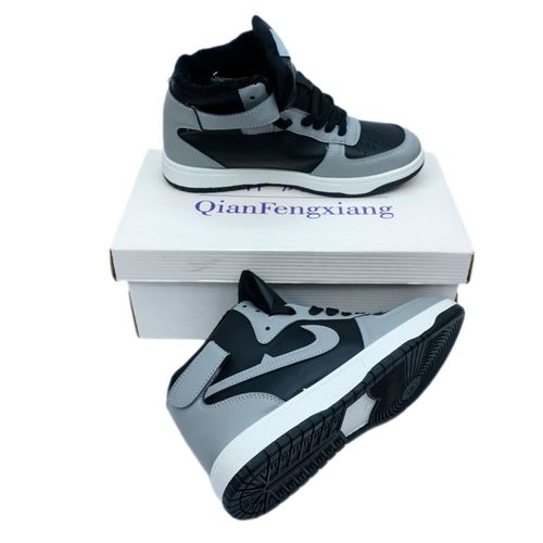 Кроссовки Qianfenxiang стиль Nike с мехом 1012, Серый, фото № 12