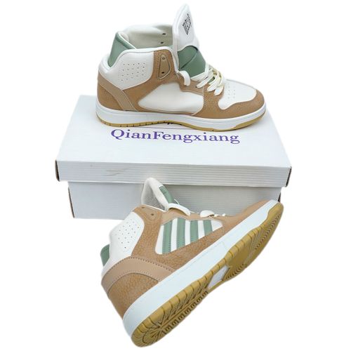 Кроссовки Qianfenxiang стиль Adidas Forum 84 High 1011, Бежево-Светло зеленый, фото № 13