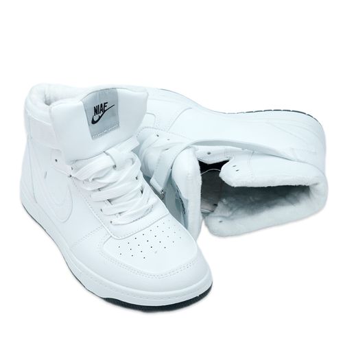 Кроссовки Qianfenxiang стиль Nike с мехом 1012, Белый, фото № 10