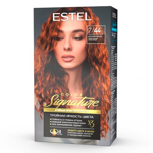 Стойкая крем-гель краска для волос Estel Color Signature 7/44, 170 мл
