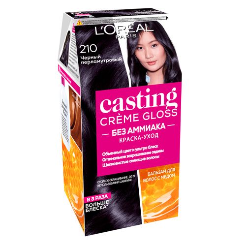 Краска для волос L'oreal Paris Casting Creme Gloss, 210-Черный перламутровый