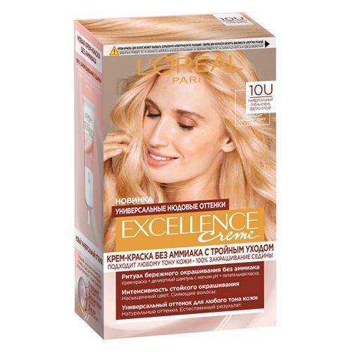 Краска для волос L'oreal Excellence Creme, №-10U Очень светло-русый