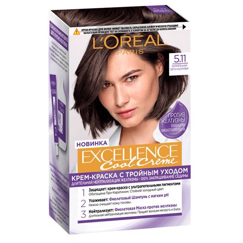 Краска L'oreal Excellence Creme для волос, №-5.11-Светло-Каштановый