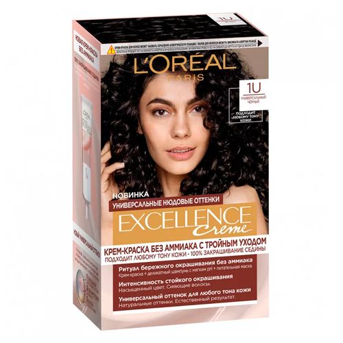 Краска для волос L'oreal Excellence Creme, №-1U Черный