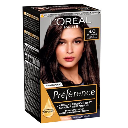 Краска для волос L'Oreal Recital Preference, 3-Бразилия Темно-каштановый