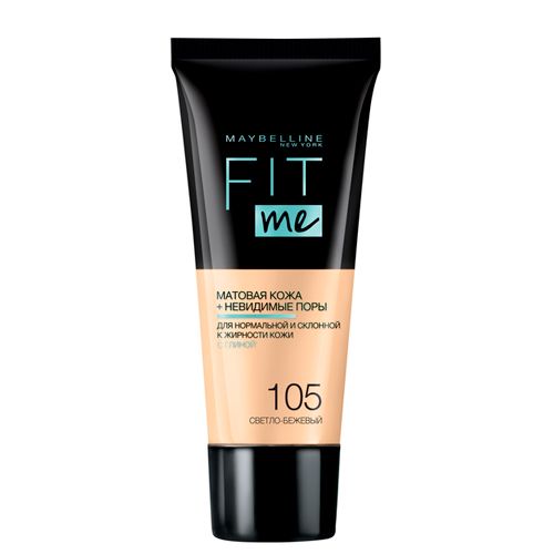 Tonal krem yuz uchun Maybelline Fit Me, 105-Ochiq bej, 30 ml