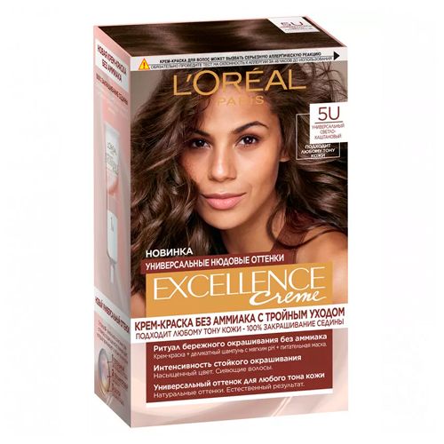 Краска для волос L'oreal Excellence Creme, №-5U Светло-коричневый