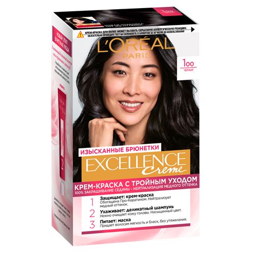 Краска L'oreal Excellence Creme для волос, №-1-Черный