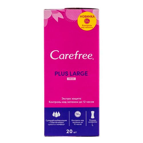 Prokladkalar Carefree® Large Plus Fresh aromatizatsiyalangan, 20 dona