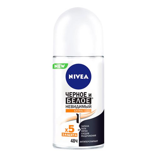 Antiperspirant Nivea Women sharikli Qora va oq Ko‘rinmas Extra, 50 ml