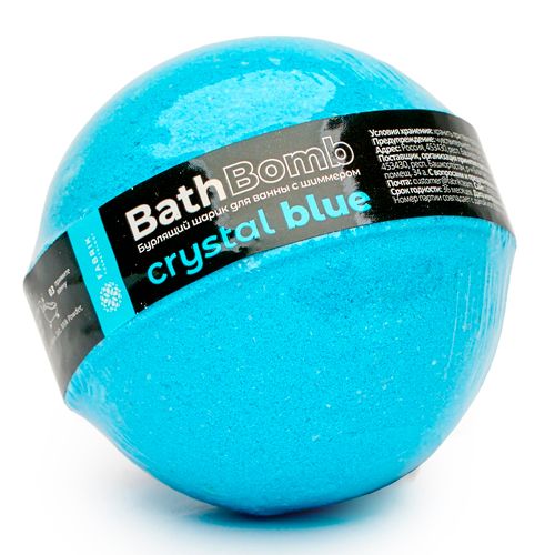 Шарик бурлящий для ванны Fabrik Cosmetology, С шиммером Crystal Blue, 120 г