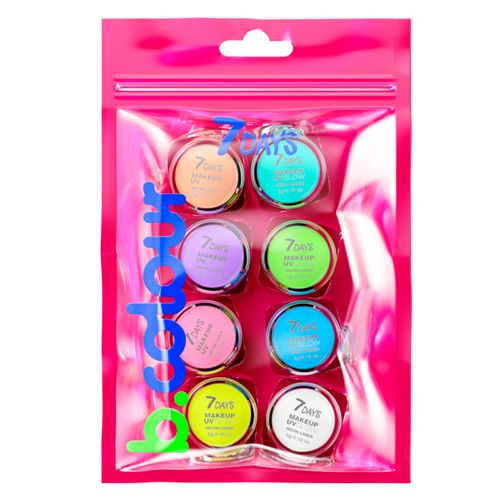 Набор графических лайнеров для макияжа 7Days B.Colour UV Glow Neon Pastel, №-12, 8 шт х 5 г