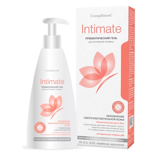 Intim gigiena uchun gel Compliment Intimate prebiyotikalar bilan, 250 ml