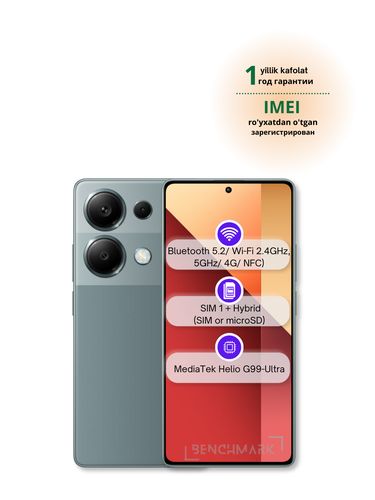 Smartfon Xiaomi Redmi Note 13 Pro, 1 yil kafolat, Forest Green, 12/512 GB