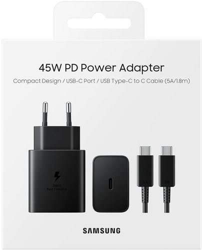 Simli quvvatlash qurilmasi Samsung Travel Adapter 45 W USBType-C To Type-C Black