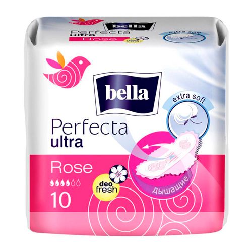 Прокладки Bella Perfecta Ultra Rose Deo Fresh с фиксирующим клеевым слоем, 10 шт