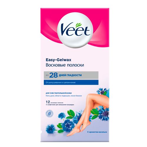 Восковые полоски VEET для чувствительной кожи, 12 шт