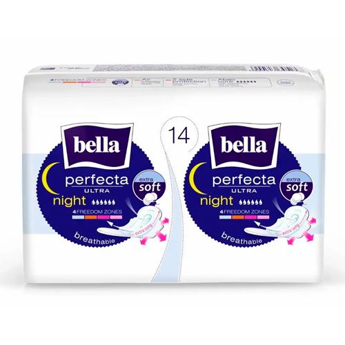 Prokladkalar Bella Perfecta Ultra Night Extra Soft yelim qatlami bilan, 14 dona