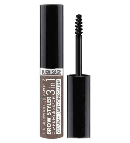 Гель-корректор LUXVISAGE для бровей Brow styler с микрофиброй 3 в 3