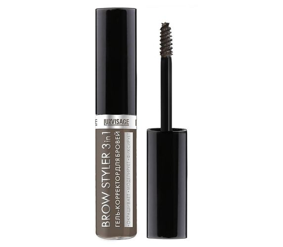 Гель-корректор для бровей LUXVISAGE Brow styler с микрофиброй 3 в 1, 01 тон