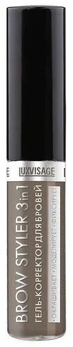 Qosh uchun gel-korrektor LUXVISAGE 3 v 1 mikrofibrali Brow styler, фото