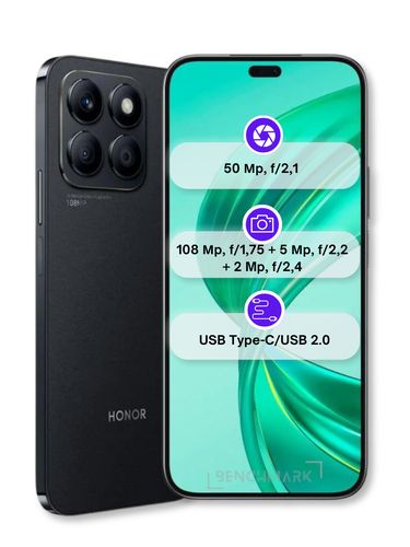 Smartfon Honor X8b + Giftbox, Midnight Black, 8/128 GB, фото