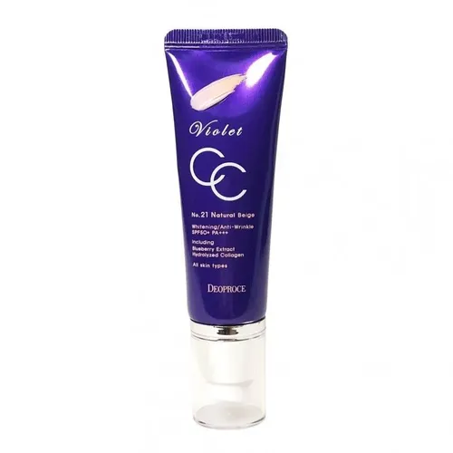 СС крем для лица с экстрактом черники и коллагеном Deoproce Violet CC Cream, №-21, 50 мл