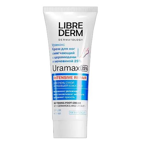 Смягчающий крем для ног с церамидами и мочевиной Librederm Uramax 25%, 75 мл