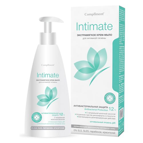 Intim gigiena uchun qo'shimcha yumshoq kremli sovun Compliment Intimate, 250 ml