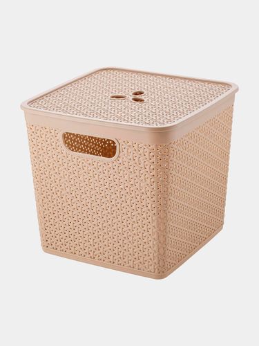 Keeplex Rattan saqlash savati olinadigan qopqoqli, 21 l, Bej