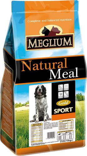 Сухой корм Meglium Sport Gold с говядиной и курицей, высококалорийный для собак с активным образом жизни и для тренировок, 15 кг