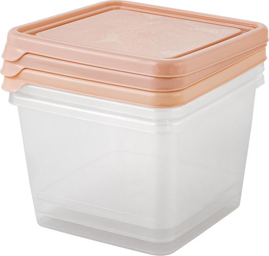 Набор контейнеров для продуктов квадратные Plast Team Helsinki Artichoke, 3х0.75 л